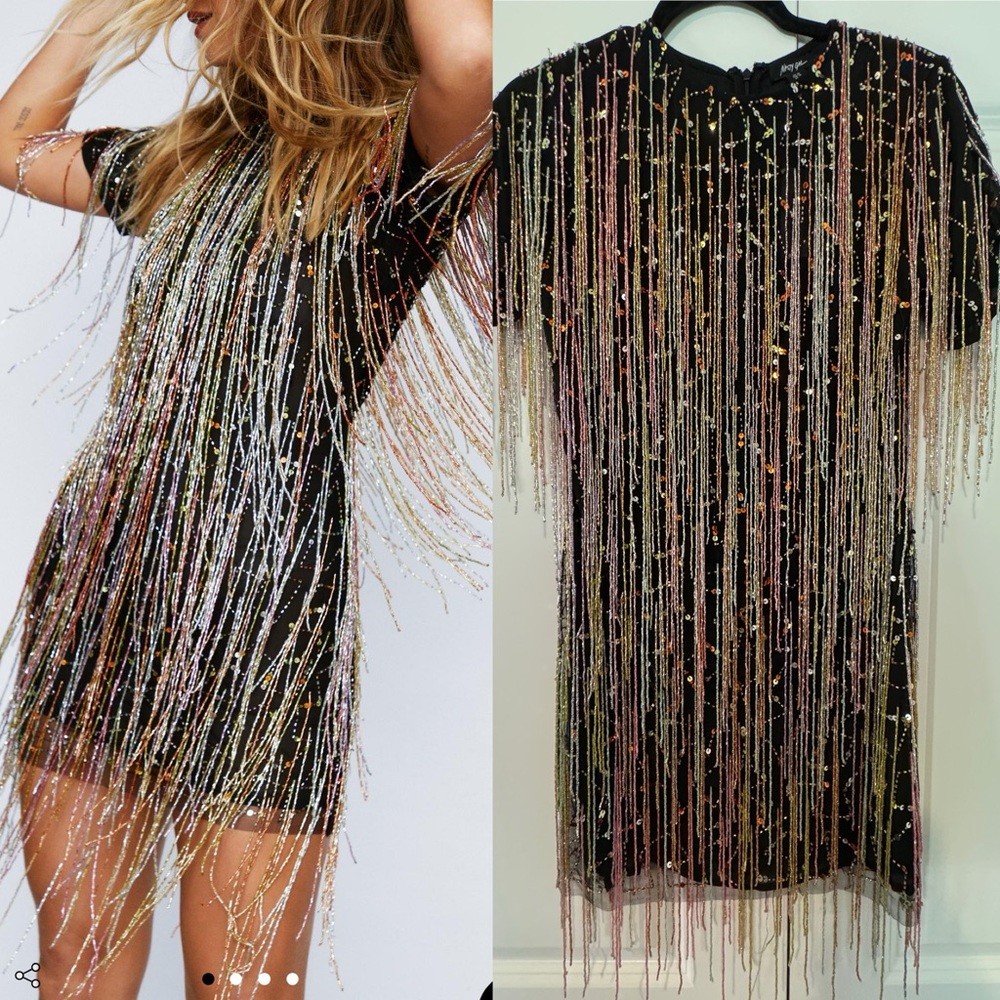 Nasty Gal || Tassel Beaded Mini Shift Dress